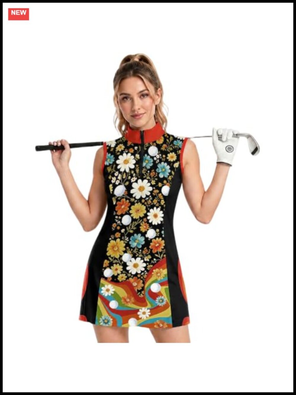 Women's Golf Dress with Built-in Shorts & Pockets Sleeveless Quarter Zip
